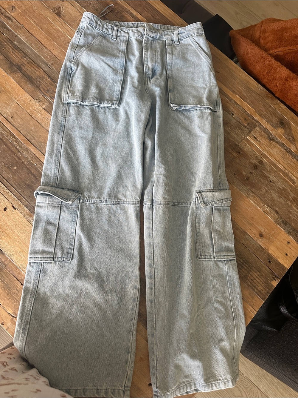 12th Tribe Light Blue Bootcut Cargo Jeans